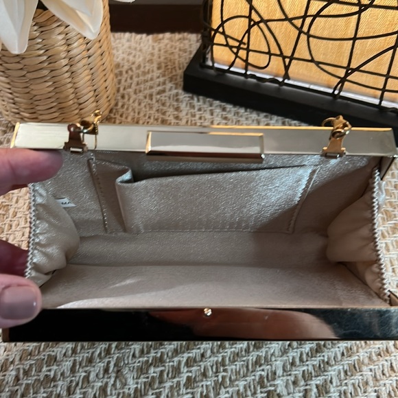 Gold Metal and Metallic Fabric Clutch - Picture 3 of 6